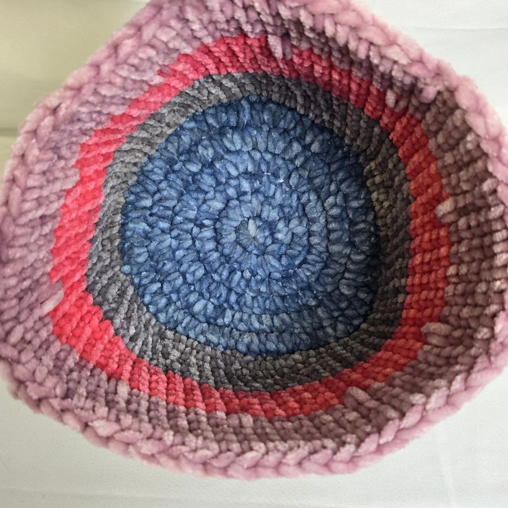 Crochet Chenille Yarn Basket, Multicolor, 7